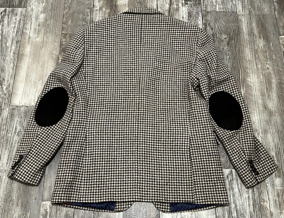 Marks And Spencer Blazer Mens 44 Houndstooth Moon Wool Tailored Elbow Patch - Image 4 of 4