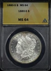 1880-S Morgan Dollar ANACS MS-64
