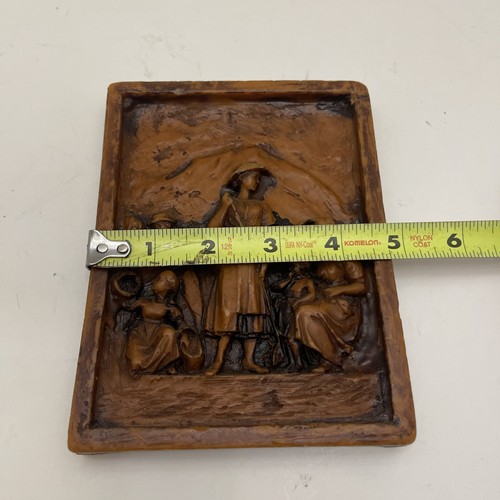 Antica scultura in cera d’api tedesca da appendere al muro 6,5”x5” arte popolare - Foto 4 di 4
