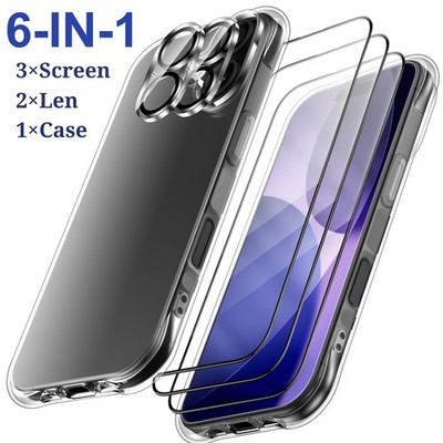 6-Pcs For iPhone 17/Air/Pro/Pro Max Shockproof Case &Screen Protector&Camera Len