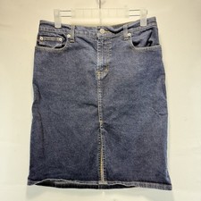 Polo Jeans Co Ralph Lauren Denim Skirt 6 Blue Low Rise Flag Patch Y2K Style