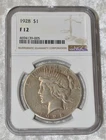 1928 P PEACE 90% SILVER ONE $1 DOLLAR NGC F 12 F12 PHILADELPHIA MINT USA COIN