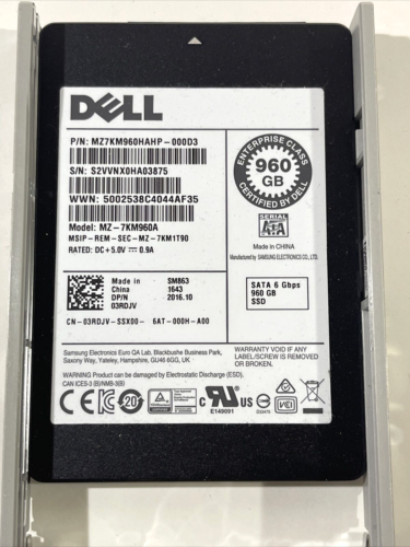 3RDJV DELL 960GB MLC SATA 2.5" 6Gbps MZ7KM960HAHP00D3 SSD W/ DELL CADDY - Picture 3 of 4