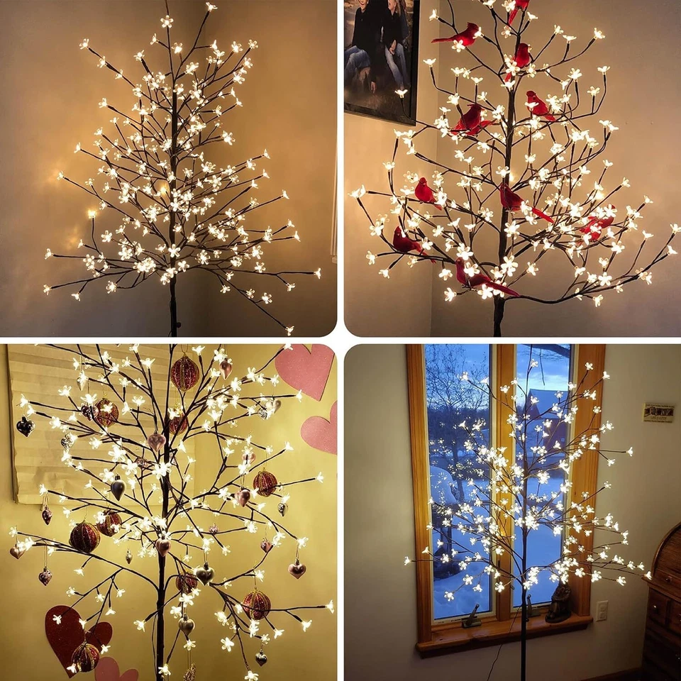 Christmas Tree with Lights Artificial Sakura Cherry Blossom Adjustable Branches - Image 2 of 4