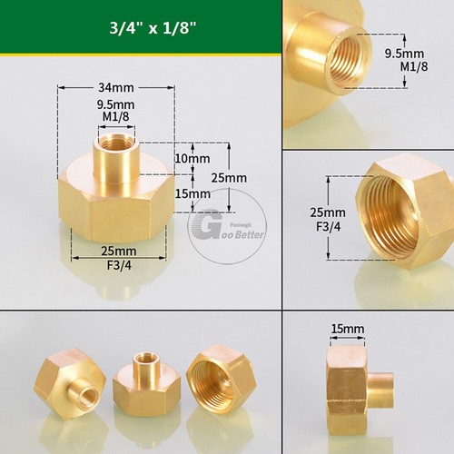 Conector de casquillo hembra BSPT en latón, accesorios de enchufe reductor hembra a hembra - Imagen 21 de 39
