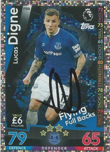 LUCAS DIGNE SIGNED EVERTON 2018/2019 MATCH ATTAX TRADING CARD+COA **PROOF** - Picture 1 of 2