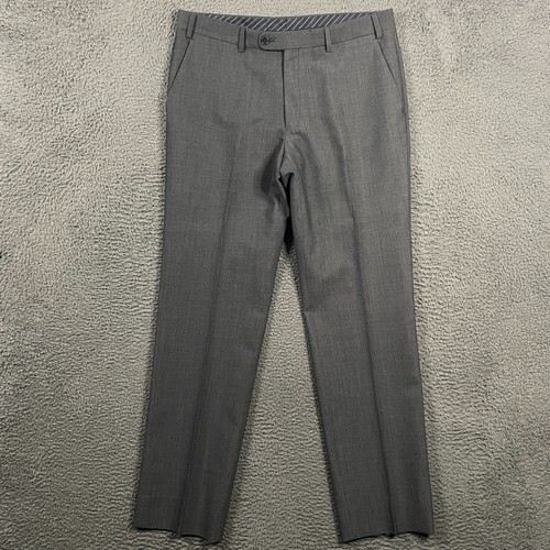 John Varvatos Pants Mens 34x32 Gray Straight Fit Dress Slacks Wool Formal