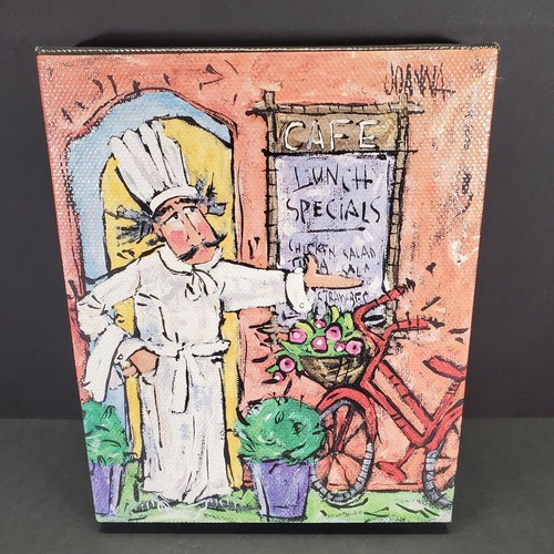 JOANNA Signed Expressionist Fine Canvas Art Set of 3 Kirkland's Chef 8" x 10" - Picture 4 of 8