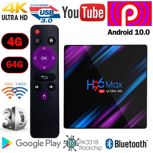 H96MAX Android 10 64GB ROM 4GB RAM 4K WIFI Netzwerk Media Player TV BOX EU Plug - Bild 5 von 11