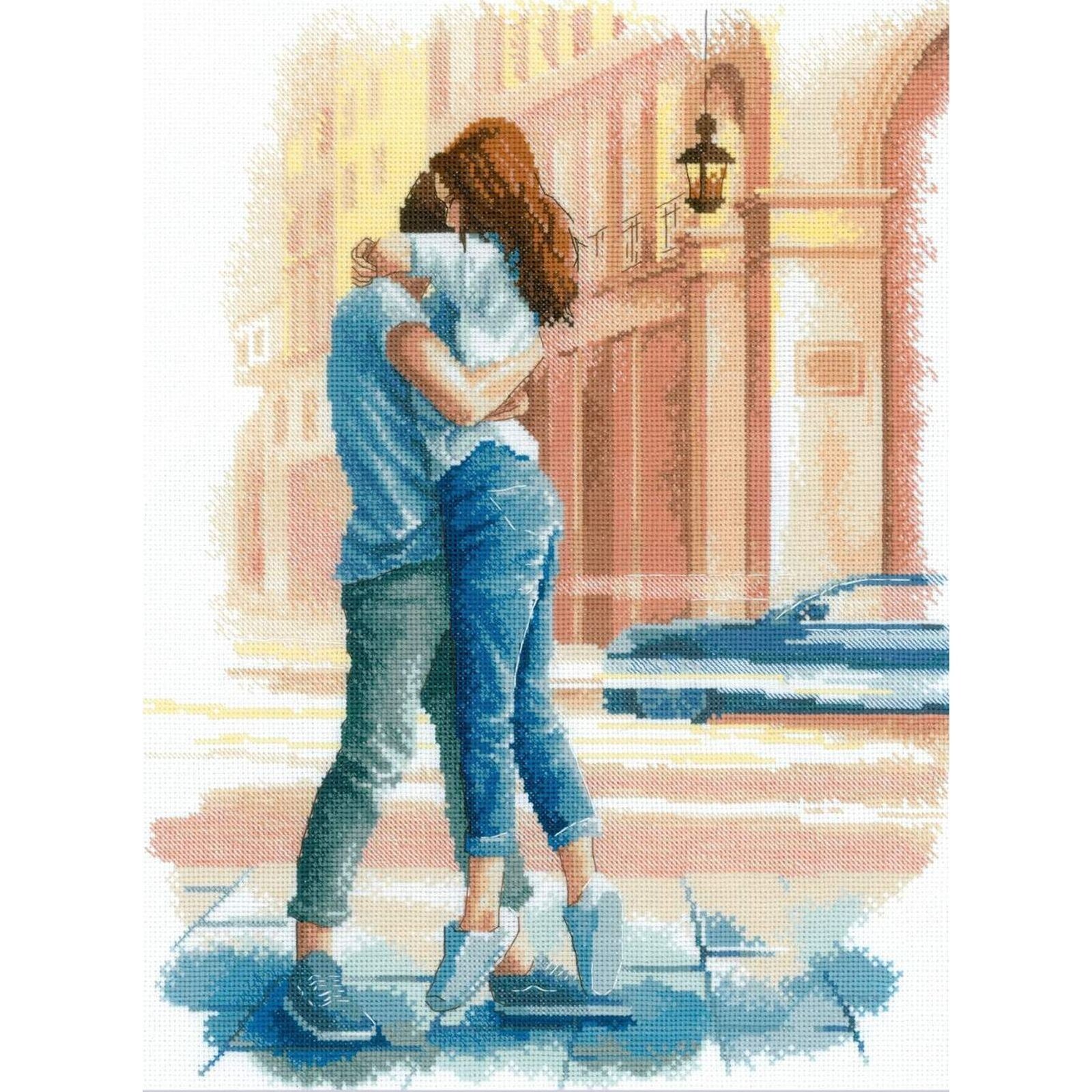 Kit point de croix compté Riolis 2155 Histoire d'amour la passion broderie fils de laine 30x40cm