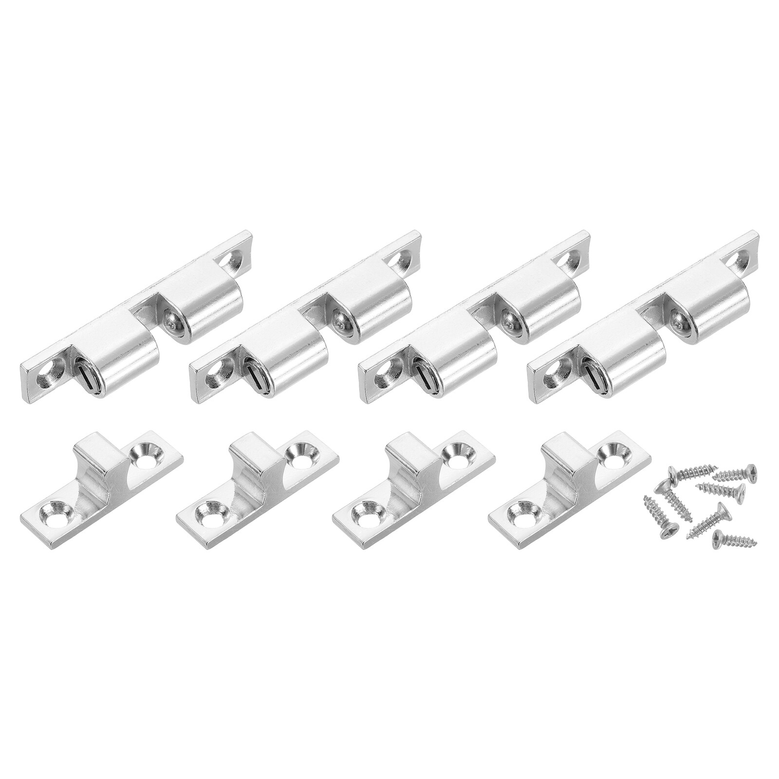 4Pcs Cabinet Latch Double Roller Catch for Cabinet Closet Door, Silver
