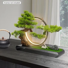 Zen Artificial Pine Tree with Lamp Rings Decoration for Backflow Incense 110V