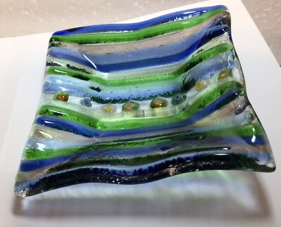 Fused Glass Art Glass Millefio Dish One Bite Dish Muse-Bouche Trinket Ring Dish 