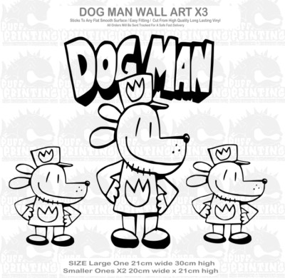 DOG MAN x3 Wall Stickers Disney  Art room Removable Decals DIY / Car /  #053