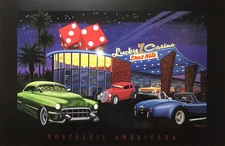 Lucky 7 Casino Cruz Nite- Nostalgic Americana 2001 Original Car Poster! One Only