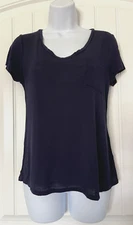 Active Basic Womens Blue Shirt Sz Small V Neck Short Sleeve Stretch Lightweight