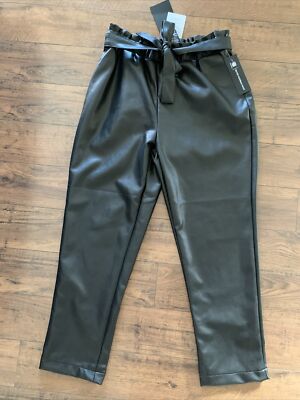Bagatelle Paperbag High Waist Faux Leather Belted Pants Womens