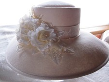 new RENEGADE Bridal Dress Formal Derby WESTERN felt fur hat floral pearl ribbon