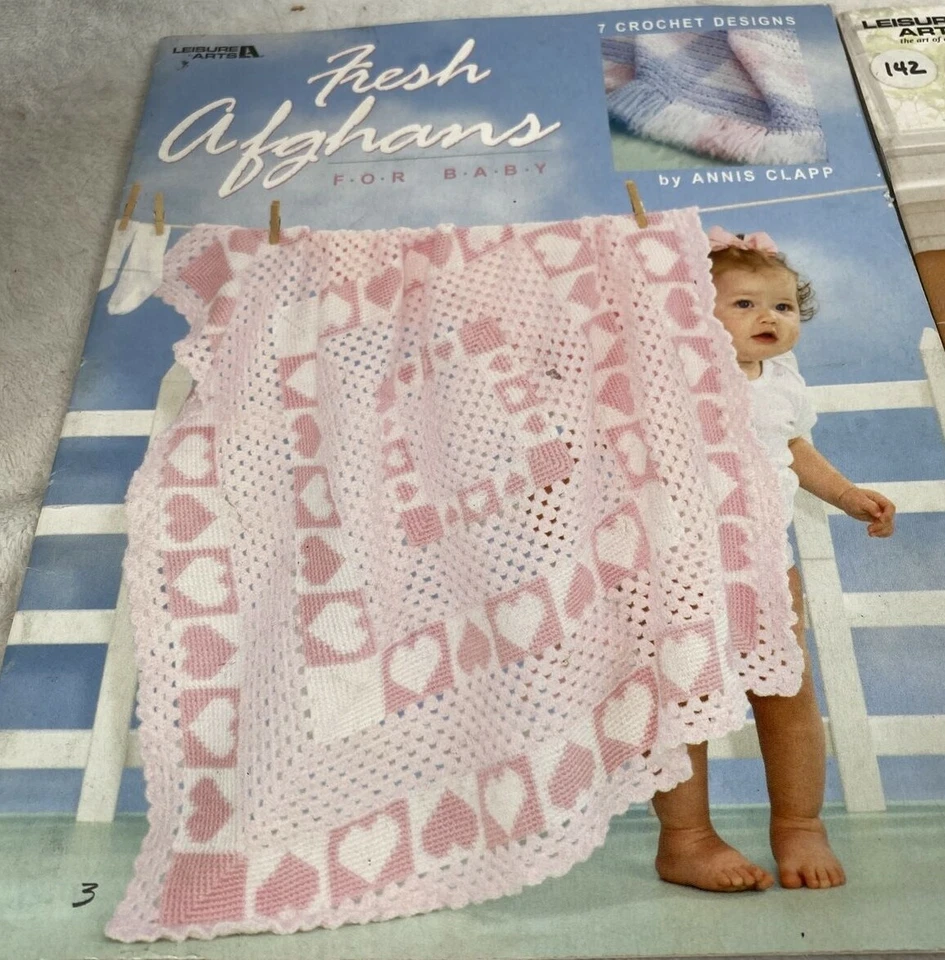 Leisure Arts Rippling Effects Fresh Check It Out  Afghan Crochet 3 Booklet Lot  - Image 2 of 4