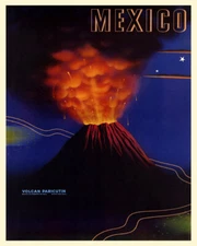 POSTER VOLCANO PARICUTIN ERUPTION MEXICO MICHOACAN VINTAGE REPRO FREE S/H