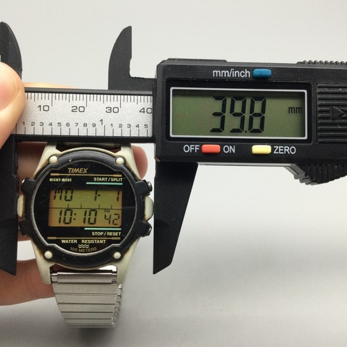 Vtg Timex Atlantis 100 Watch Men 40mm Black Digital Day Date Stretch New Battery - Picture 13 of 14