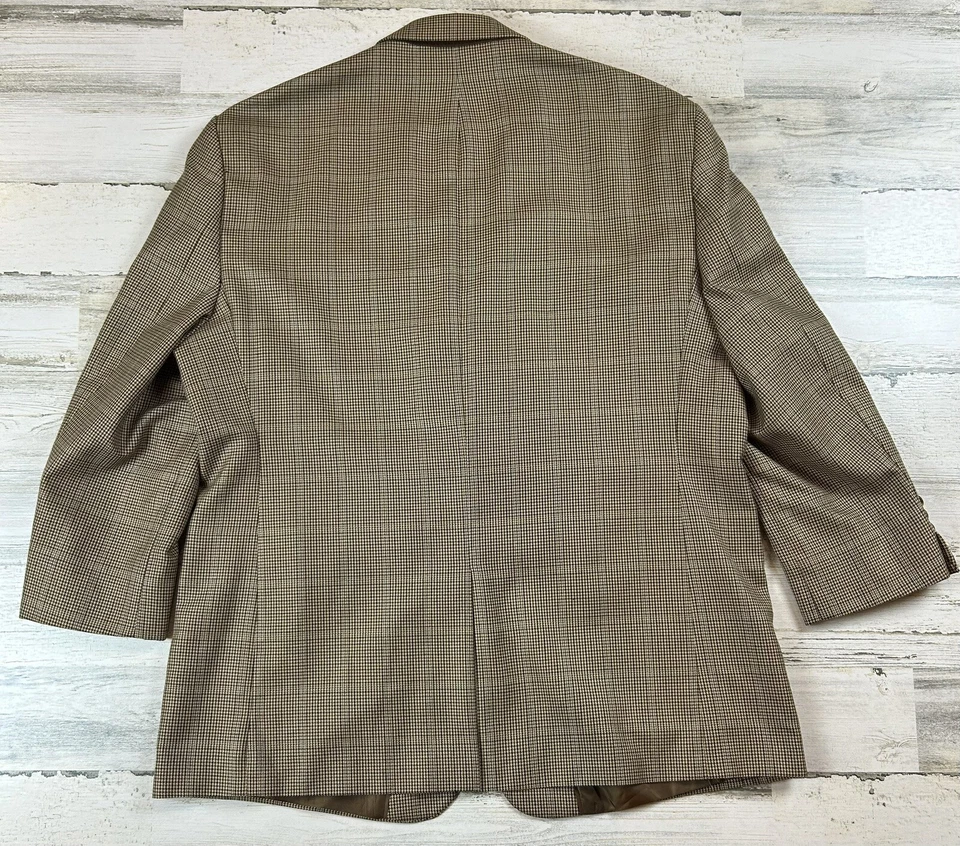 Abrigo Blazer Deportivo Croft & Barrow Chaqueta Para Hombre 46R Beige Pata de Gallo a Cuadros [A-2110] Foto 3 de 4