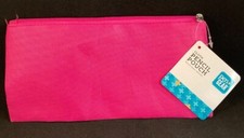 Pencil Pouch - Pink - Zippered Pouch - Cloth - 8.5" x 4"