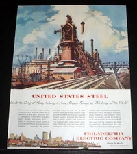 1952 OLD MAGAZINE PRINT AD, PHILADELPHIA ELECTRIC CO, USS WORKSHOP OF THE WORLD!