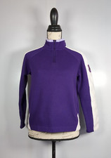 VTG LL Bean Youth Size L Large 14/15 Purple White Quarter Zip Fleece Pullover