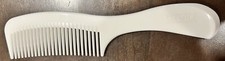 Vintage Clinique Hair Comb Wide Tooth w Handle Detangling White 9” Purse Pocket
