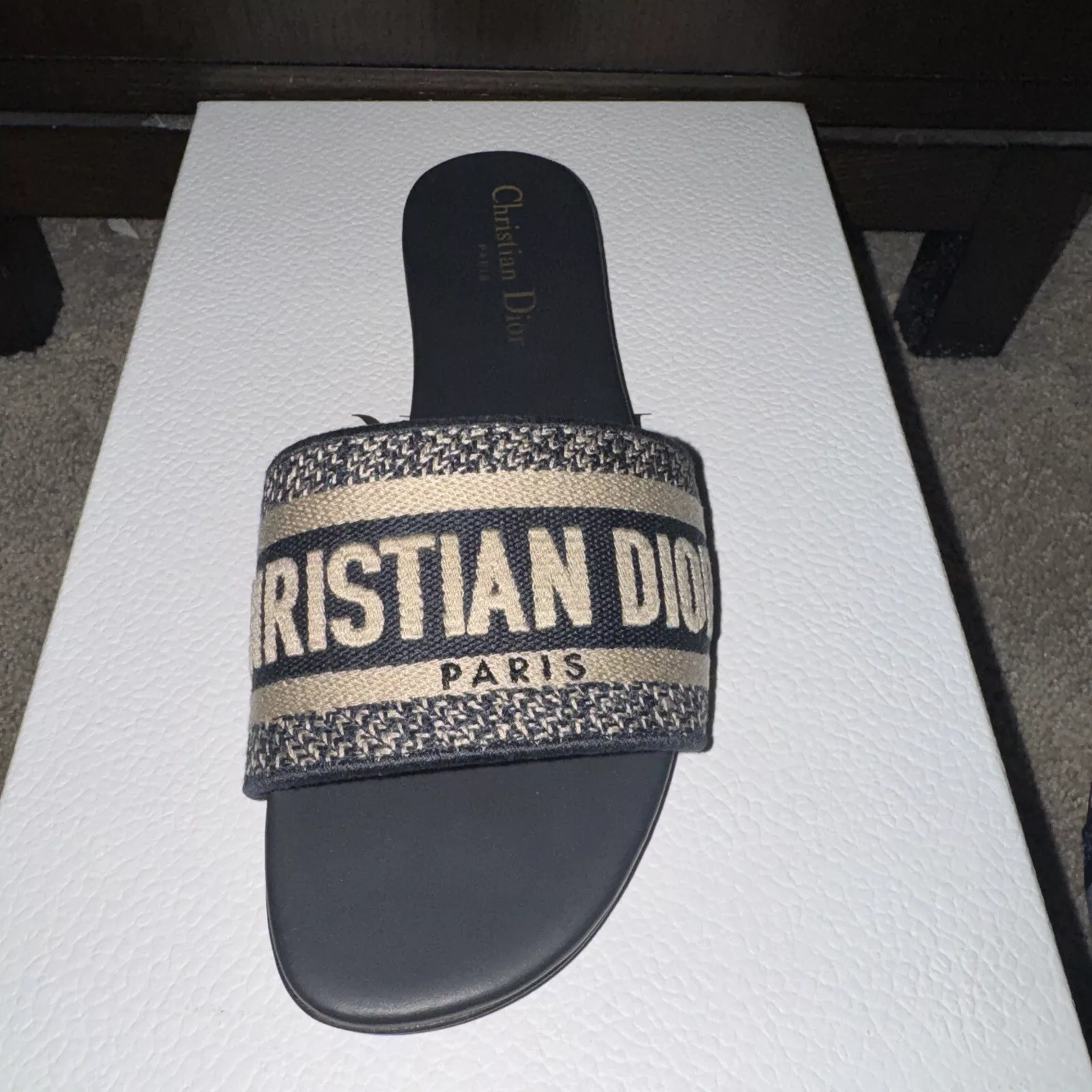 Sandale à glissière unique Christian Dior Dway marine 37 chaussure amputée