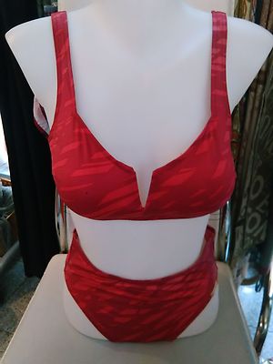 Solar Bikini  dunkelrot  in sich gemustert neu   Größe 38   