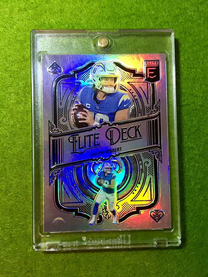 JUSTIN HERBERT SILVER PRIZM CARD JERSEY #10 CHARGERS SP 2022 Donruss ELITE DECK