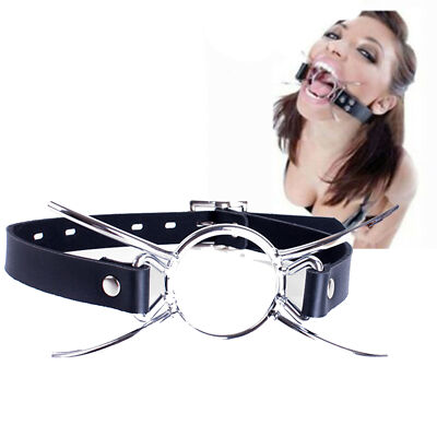 Open Oral Spider Gags Oral O-Ring Fixation Deep Throat PU Leather Belt Binding