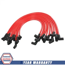 RED Set of 10 Ignition Spark Plug Wires 10.2mm Fit For Ford F-150 F150 1979-1995