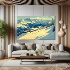 Ski Resort Canvas Wall Art Mountain Snow Landscape Winter Sports Print