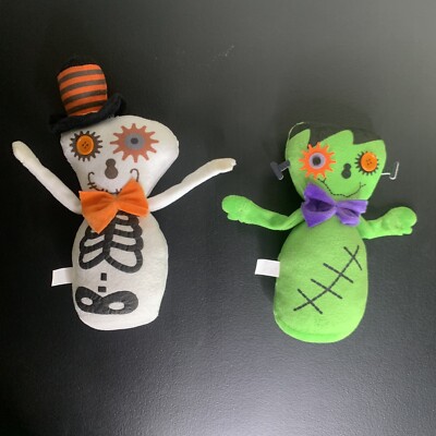Monster Decor Plush Bean Bag(Set Of 2), NWT/NWOT,Skeleton/Frankenstein-posable