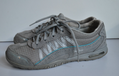 Grey textile lace up women light relaxed fit trainers size 4.5 (37.5) Skechers