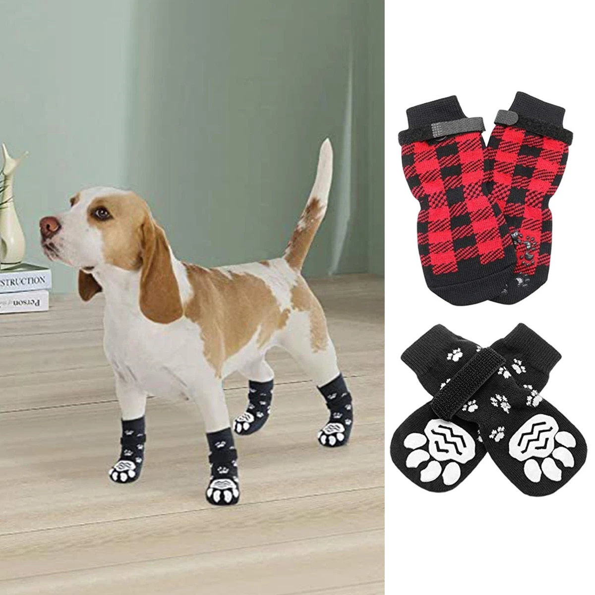 Non Slip Sock For Dog Indoor Dog Toe Grip Adjustable Dog Paw Protector  Strap