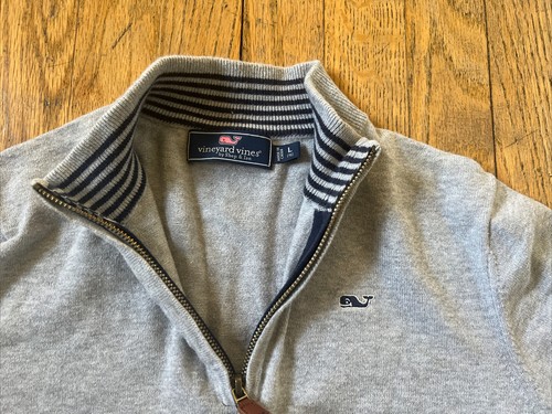VINEYARD VINES BOY'S size L  16 Gray Half zip whale knit sweater sweatshirt EUC - Picture 3 of 5