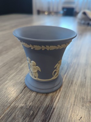 Vintage Wedgewood Cupid Jasperware Blue Raised Relief Cup