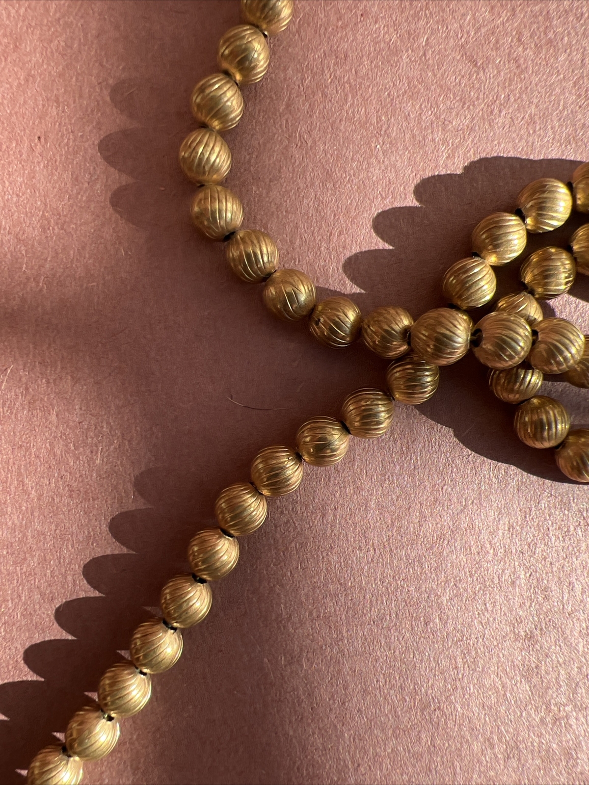 Vintage Mid Century Long Gold Tone Textured Metal… - image 10