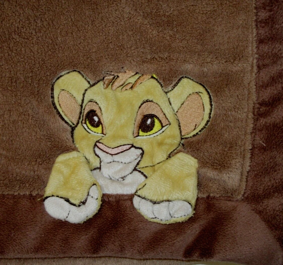 Disney Rey León Simba Manta Bebé Marrón Bordada Felpa Vellón 30x40 Foto 2 de 4