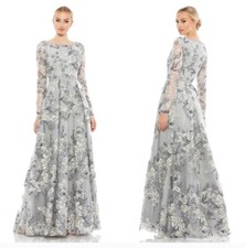 MAC DUGGAL 11185 Platinum Floral Embellished illusion Sleeve A-Line Sz2 NWT 798