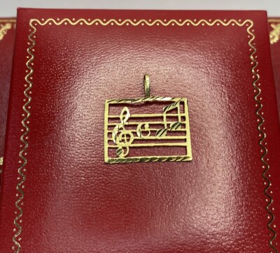   14k Yellow Gold Music Sheet Notes Musician Pianist Piano Music Charm Pendant