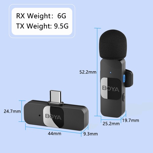 BOYA BY-V20 Type-C Wireless Microphone Lavalier Noise Reduction Lapel Mic/ - Picture 3 of 12