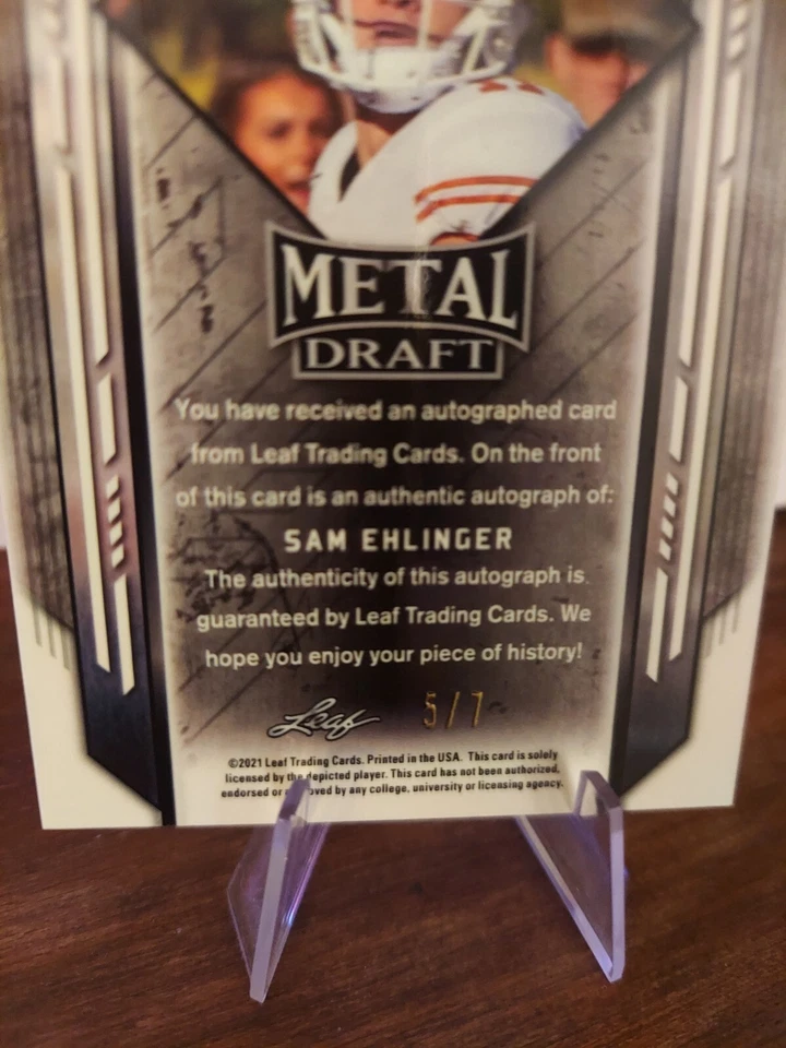 2021 Leaf Metal Draft Sam Ehlinger BLACK WAVE SHIMMER! Auto Ssp 5/7! 🔥🔥 - Image 4 of 4