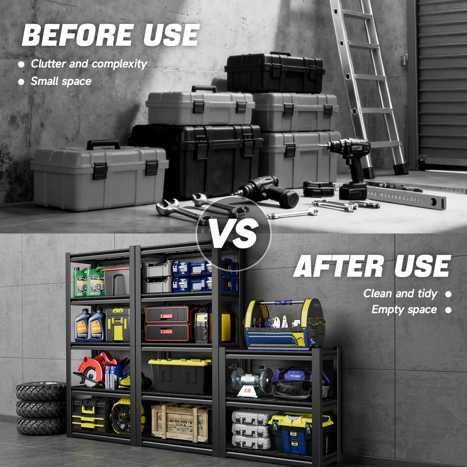 [Set of 2]72" 5-Tier Heavy Duty Adjustable Garage Shelving Units Storage Shelves