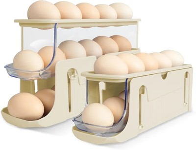 Egg Holder for Fridge 3 Adjustable Layers Automatically Rolling Egg Organizer