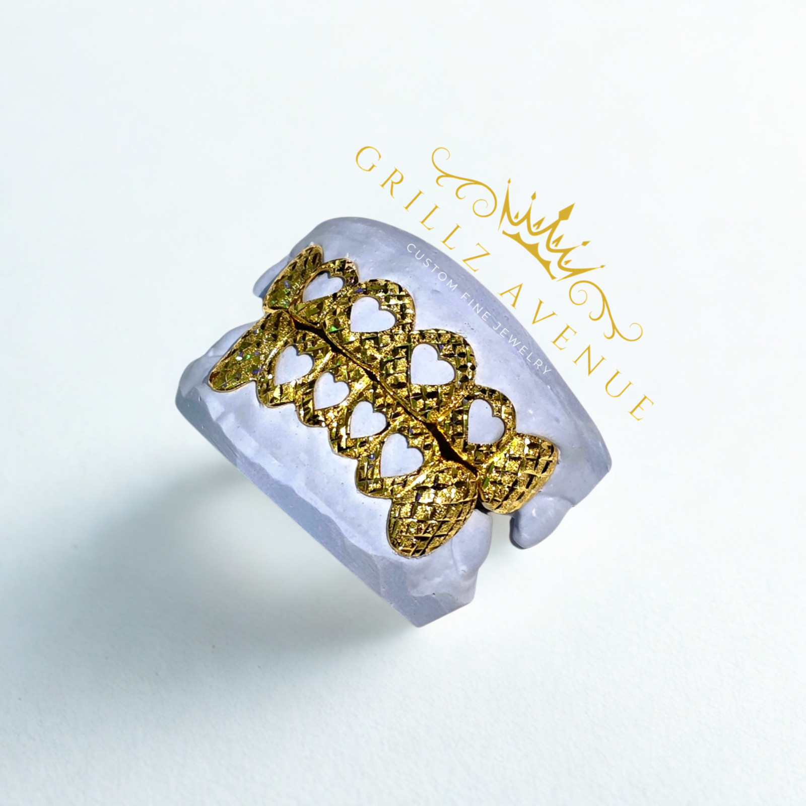 Custom Fit Grillz Hearts with Cuts/Dust (925 Sterling Silver/Multi Colors)